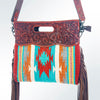 ADBG250 American Darling Signature Cross body Bag - Hand Tooled Floral Leather & Saddle Blanket