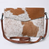 ADBGS178Genuine Hair-on Hide Leather Envelope Bag with Fringe Tassels and Adjustable Strap