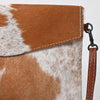 ADBGS178Genuine Hair-on Hide Leather Envelope Bag with Fringe Tassels and Adjustable Strap