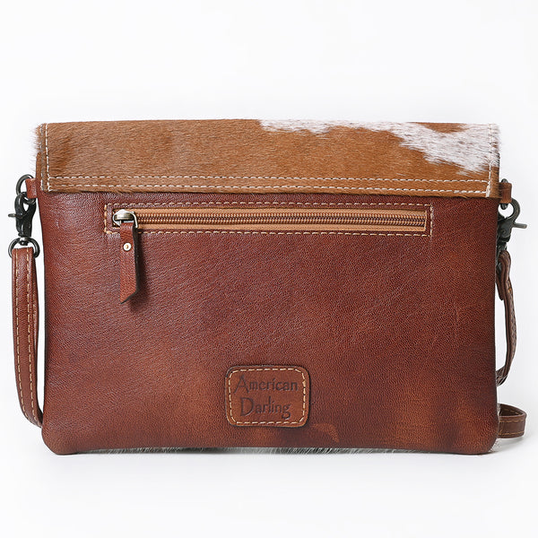 ADBGS178Genuine Hair-on Hide Leather Envelope Bag with Fringe Tassels and Adjustable Strap