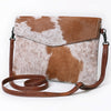 ADBGS178Genuine Hair-on Hide Leather Envelope Bag with Fringe Tassels and Adjustable Strap