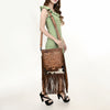 ADBG256 American Darling Messenger Bag - Hand Tooled Floral Leather & Hair-On Cowhide Purse