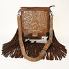 ADBG256 American Darling Messenger Bag - Hand Tooled Floral Leather & Hair-On Cowhide Purse