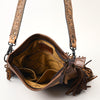 ADBG256 American Darling Messenger Bag - Hand Tooled Floral Leather & Hair-On Cowhide Purse