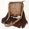 ADBG256 American Darling Messenger Bag - Hand Tooled Floral Leather & Hair-On Cowhide Purse