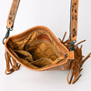 ADBG256 American Darling Messenger Bag - Hand Tooled Floral Leather & Hair-On Cowhide Purse
