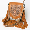 ADBG256 American Darling Messenger Bag - Hand Tooled Floral Leather & Hair-On Cowhide Purse