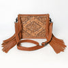 ADBG280 American Darling Cross Body Bag - Hand Tooled Floral Leather Western Purse with Fringes