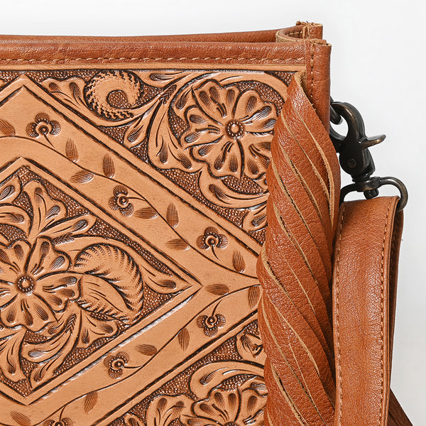 ADBG280 American Darling Cross Body Bag - Hand Tooled Floral Leather Western Purse with Fringes