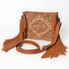 ADBG280 American Darling Cross Body Bag - Hand Tooled Floral Leather Western Purse with Fringes