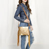 ADBG109 American Darling Hair-On Cowhide Leather Western Small Crossbody Bag with Fringes