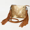ADBG109 American Darling Hair-On Cowhide Leather Western Small Crossbody Bag with Fringes