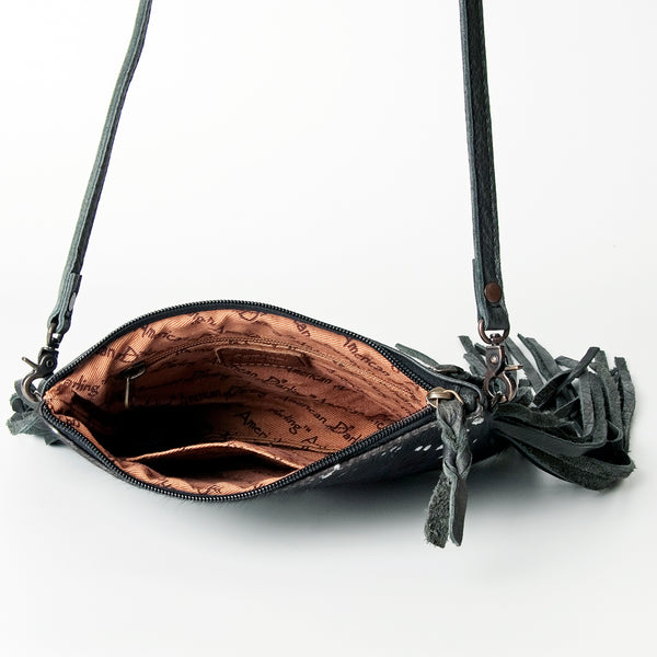 ADBG109 American Darling Hair-On Cowhide Leather Western Small Crossbody Bag with Fringes