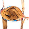 ADBG298 American Darling Cross body Bag - Hand Tooled Floral Leather & Woven Saddle Blanket Purse