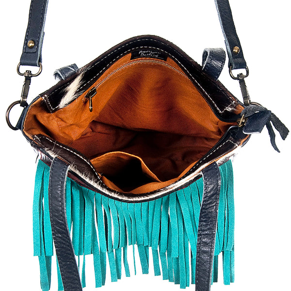 ADBG304 American Darling Cross body Bag - Hand Tooled Floral Leather & Hair-On Cowhide Purse