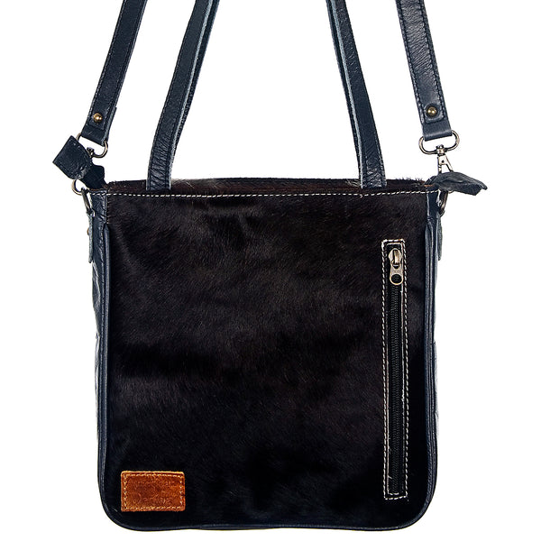 ADBG304 American Darling Cross body Bag - Hand Tooled Floral Leather & Hair-On Cowhide Purse