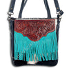 ADBG304 American Darling Cross body Bag - Hand Tooled Floral Leather & Hair-On Cowhide Purse