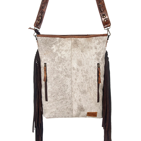 ADBG317 American Darling Hair-on Cowhide & Hand Tooled Leather Large Cross body Bag