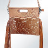 LC-ADBGS145ACGO Tooled Leather & Deer-Print Cowhide Clutch - Western Fringe Convertible Tote