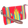 ADBG344 Southwestern Wool Wristlet Clutch with Tribal Pattern and Leather Strap