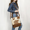 ADBG330BRWBR American Darling Hair-On Cowhide Hand Tooled Leather Tote Bag