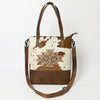 ADBG330BRWBR American Darling Hair-On Cowhide Hand Tooled Leather Tote Bag