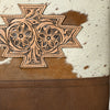 ADBG330BRWBR American Darling Hair-On Cowhide Hand Tooled Leather Tote Bag