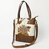 ADBG330BRWBR American Darling Hair-On Cowhide Hand Tooled Leather Tote Bag