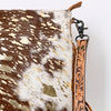 ADBGS192 Splatter Cowhide Large Crossbody Bag with Fringe & Tooled Leather Strap