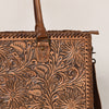 ADBG235 American Darling Western Leather Tote Bag - Hand Tooled Floral Carved Braided Purse