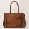 ADBG235 American Darling Western Leather Tote Bag - Hand Tooled Floral Carved Braided Purse