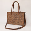 ADBG235 American Darling Western Leather Tote Bag - Hand Tooled Floral Carved Braided Purse