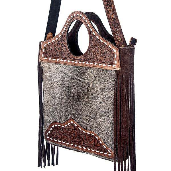 ADBG347 American Darling Western Leather Clutch Bag with Hand Tooled Floral Carving