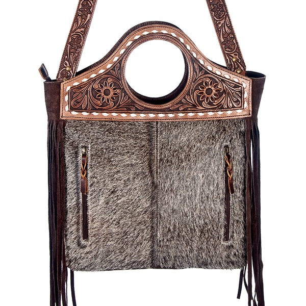 ADBG347 American Darling Western Leather Clutch Bag with Hand Tooled Floral Carving