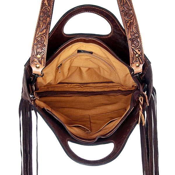 ADBG347 American Darling Western Leather Clutch Bag with Hand Tooled Floral Carving