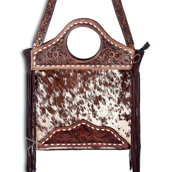 ADBG347 American Darling Western Leather Clutch Bag with Hand Tooled Floral Carving
