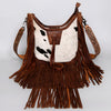 ADBG351 American Darling Western Leather Crossbody Bag with Hair-On Cowhide and Hand Tooled Strap