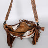 ADBG351 American Darling Western Leather Crossbody Bag with Hair-On Cowhide and Hand Tooled Strap