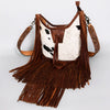 ADBG351 American Darling Western Leather Crossbody Bag with Hair-On Cowhide and Hand Tooled Strap