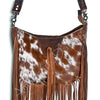 ADBG351 American Darling Western Leather Crossbody Bag with Hair-On Cowhide and Hand Tooled Strap