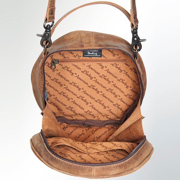 ADBG353 American Darling Hand Tooled Floral Leather Canteen Bag Western Crossbody