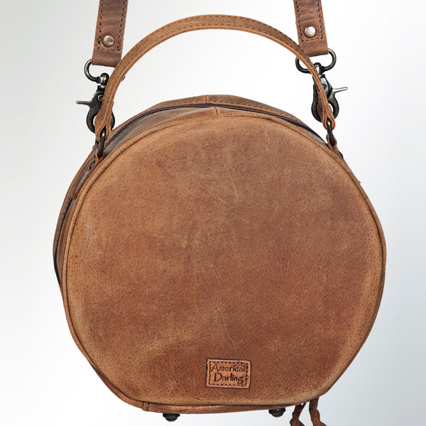 ADBG353 American Darling Hand Tooled Floral Leather Canteen Bag Western Crossbody