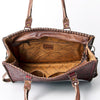 ADBG235 American Darling Western Leather Tote Bag - Hand Tooled Floral Carved Braided Purse