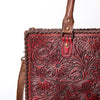 ADBG235 American Darling Western Leather Tote Bag - Hand Tooled Floral Carved Braided Purse
