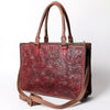 ADBG235 American Darling Western Leather Tote Bag - Hand Tooled Floral Carved Braided Purse