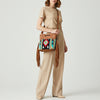 LC-ADBGS146 Southwestern Crossbody Bag - Hand-Tooled Leather & Wool Blend