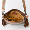 ADBG256 American Darling Messenger Bag - Hand Tooled Floral Leather & Hair-On Cowhide Purse