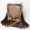 ADBG256 American Darling Messenger Bag - Hand Tooled Floral Leather & Hair-On Cowhide Purse