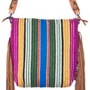 ADBG216 American Darling Large Cross body Bag - Hand Tooled Floral Leather & Woven Saddle Blanket