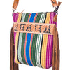 ADBG216 American Darling Large Cross body Bag - Hand Tooled Floral Leather & Woven Saddle Blanket